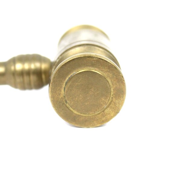 Solid Brass Hammer Auctioneer Judge Court Gavel Mallet 6" Paperweight Vintage - Picture 5 of 5